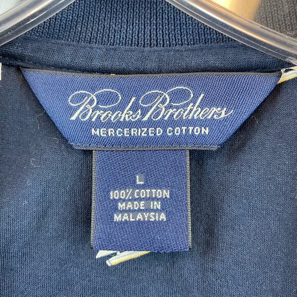 Brooks Brothers Sailboat Print Polo Shirt Navy Mercerized Cotton Men Size Large - Picture 4 of 10
